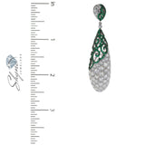 18K White Gold 14.39ct Diamond and Emerald Drop Earrings