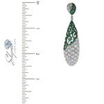 18K White Gold 14.39ct Diamond and Emerald Drop Earrings