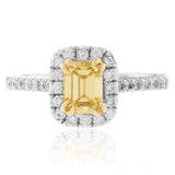 18K White Gold 1.89ct Yellow Emerald Diamond Engagement Ring