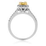 18K White Gold 1.89ct Yellow Emerald Diamond Engagement Ring