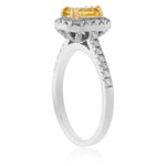 18K White Gold 1.89ct Yellow Emerald Diamond Engagement Ring