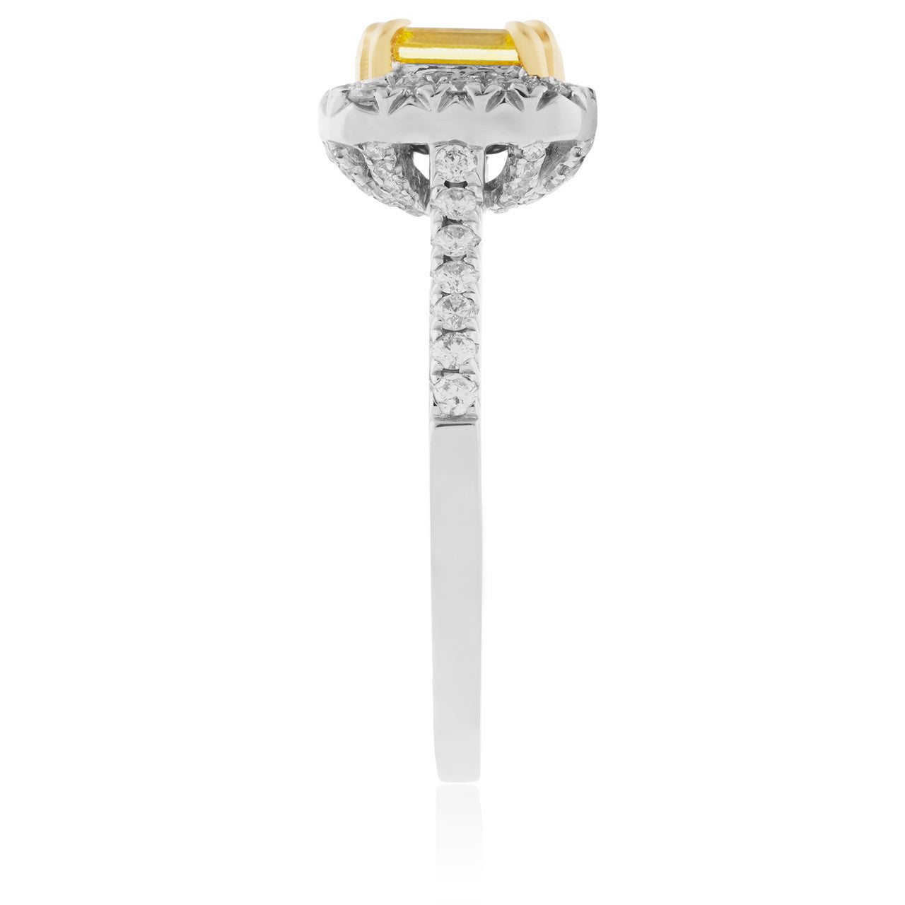 18K White Gold 1.89ct Yellow Emerald Diamond Engagement Ring