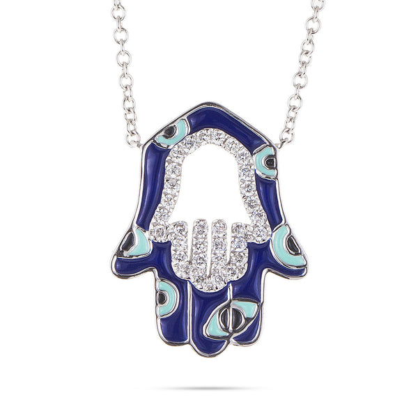 18k White Gold 0.29ct Diamond Hamsa Pendant