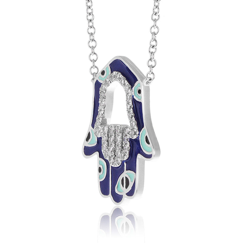 18k White Gold 0.29ct Diamond Hamsa Pendant