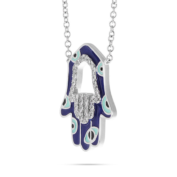 18k White Gold 0.29ct Diamond Hamsa Pendant