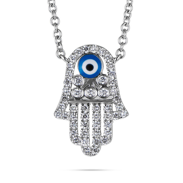 18k White Gold 0.32ct Diamond Hamsa Pendant