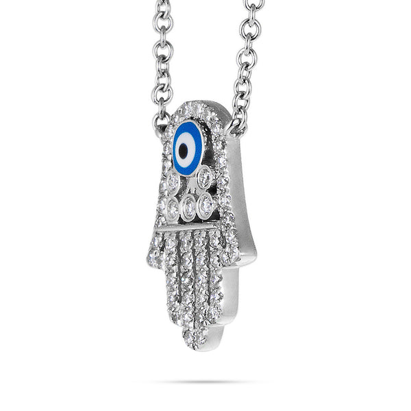 18k White Gold 0.32ct Diamond Hamsa Pendant