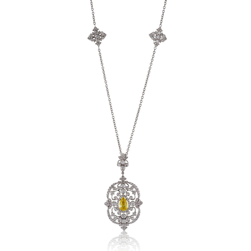 18k White Gold 3.38ct Fancy Diamond Necklace