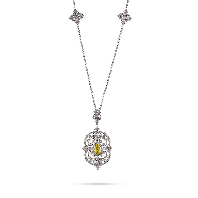 18k White Gold 3.38ct Fancy Diamond Necklace