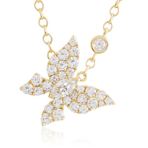 18k Yellow Gold 1.14ct Diamond Butterfly Necklace