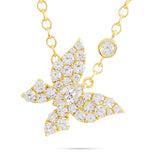 18k Yellow Gold 1.14ct Diamond Butterfly Necklace