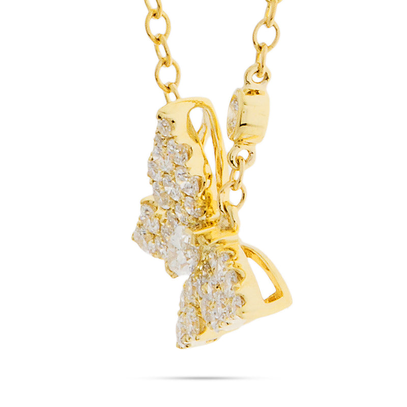 18k Yellow Gold 1.14ct Diamond Butterfly Necklace