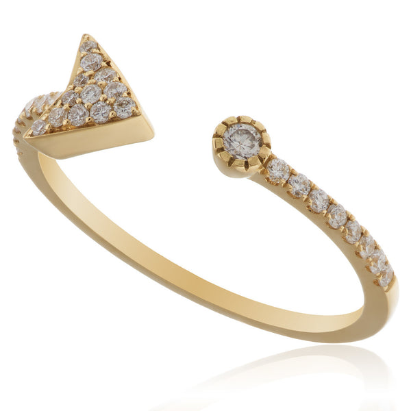 18K Yellow Gold .21ct Diamond Arrow Ring