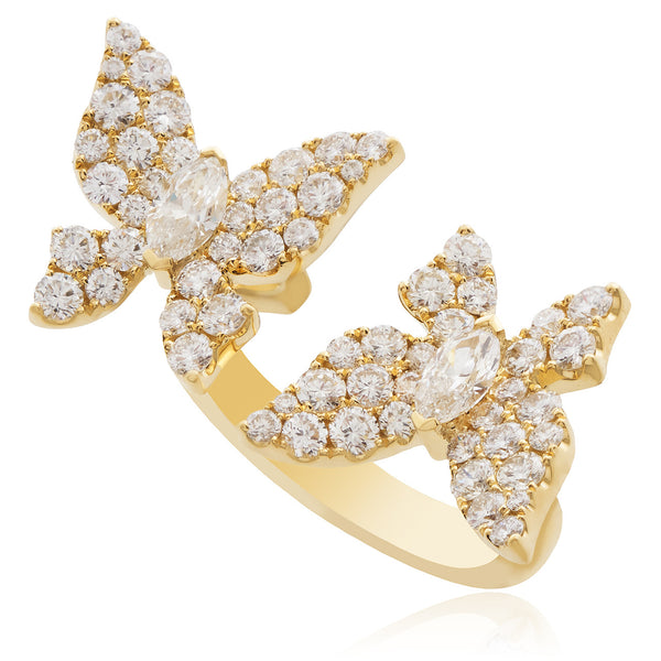 18k Yellow Gold 2.18ct Diamond Butterfly Ring