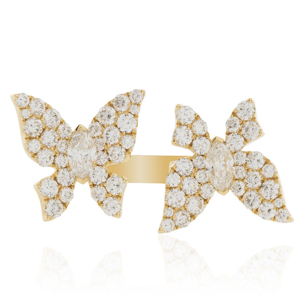 18k Yellow Gold 2.18ct Diamond Butterfly Ring