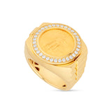 Solid Yellow Pure Gold Coin Diamond Ring