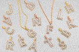 Two-Tone Initial Diamond Pendant