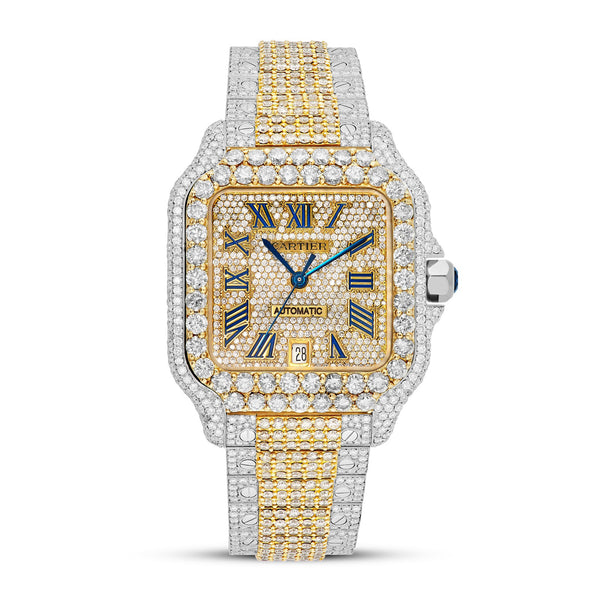Cartier Santos Fully Iced Out 40 mm, Two Tone 25 Carats