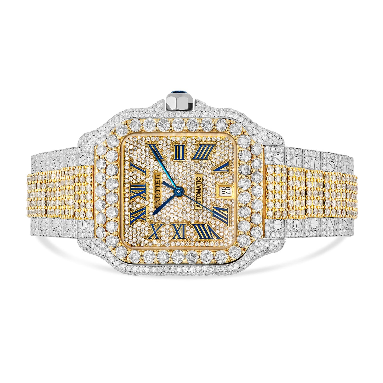 Cartier Santos Fully Iced Out 40 mm, Two Tone 25 Carats – SHYNE