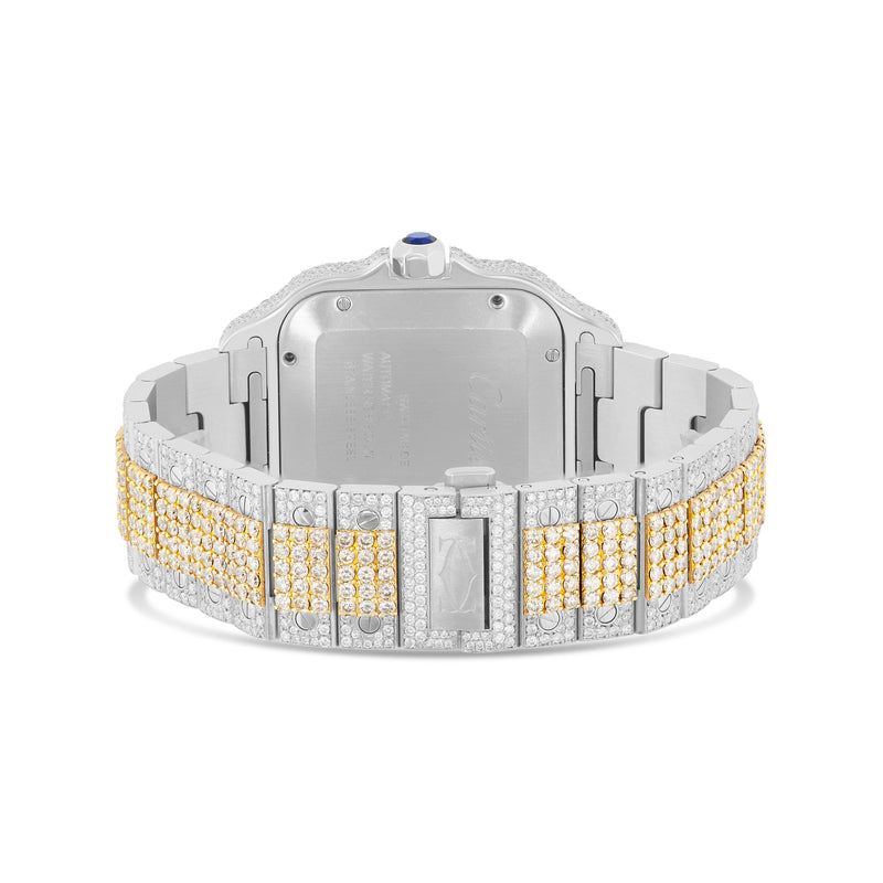 Cartier Santos Fully Iced Out 40 mm, Two Tone 25 Carats