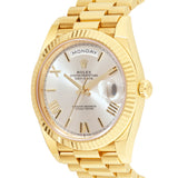 Rolex Day-Date 40 Yellow Gold Silver Roman Dial & Fluted Bezel President Bracelet