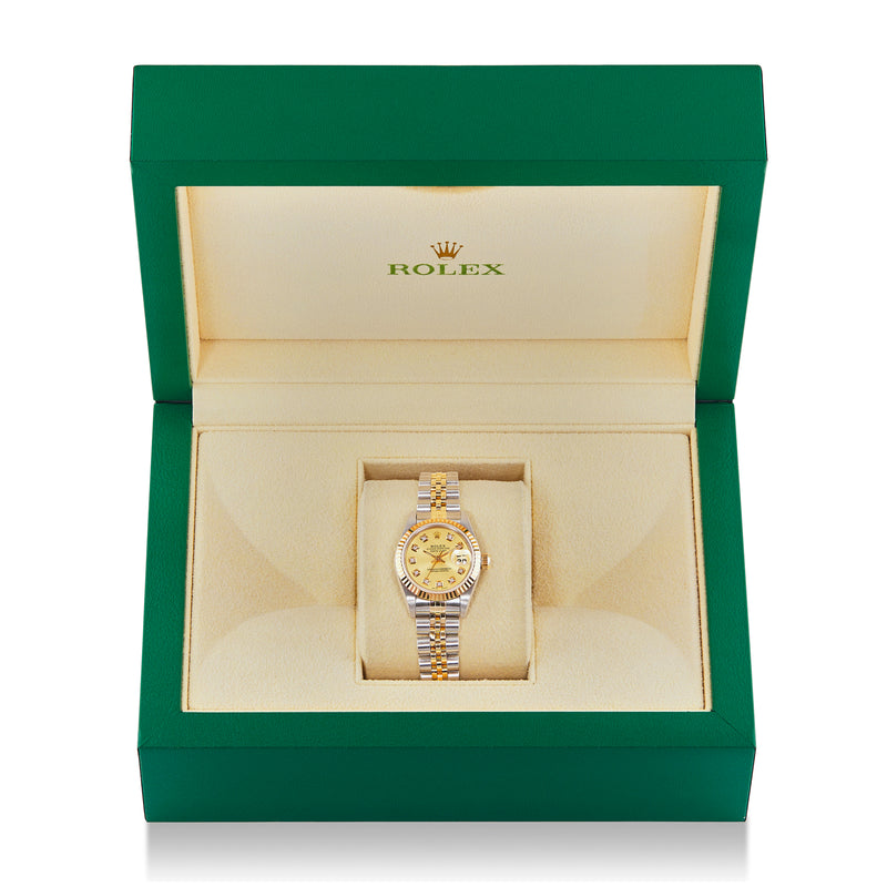 Rolex Lady Datejust 68273 31mm champagne diamond dial with two-tone Jubilee bracelet