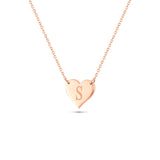 Custom 14K Solid Gold Initial Engraved Heart Necklace