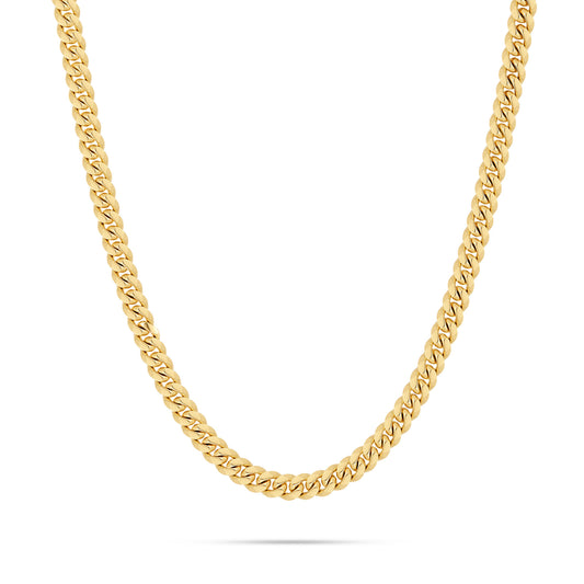 10K 9 mm Solid Gold Miami Cuban Chain with Diamond Lock