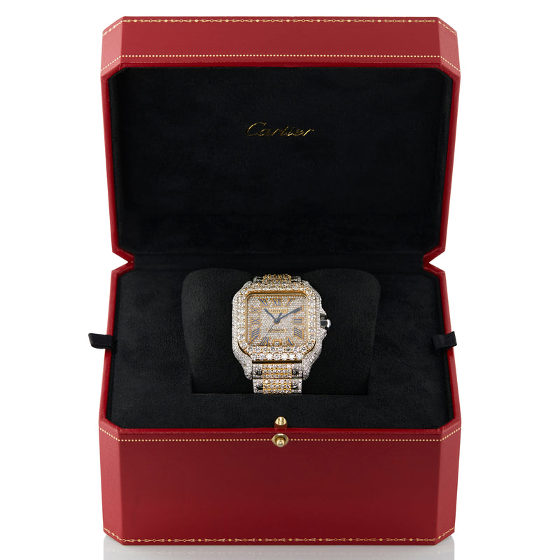 Cartier Santos Fully Iced Out 40 mm, Two Tone 25 Carats