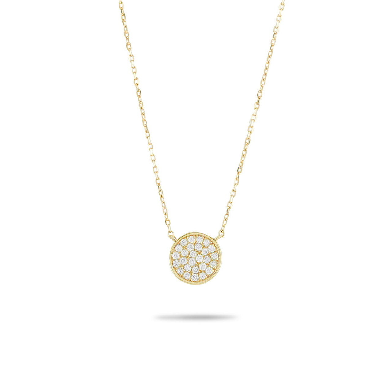 14k Yellow Gold Cluster 0.30ct Diamond Disc Necklace
