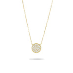 14k Yellow Gold Cluster 0.30ct Diamond Disc Necklace
