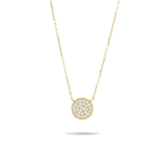 14k Yellow Gold Cluster 0.30ct Diamond Disc Necklace