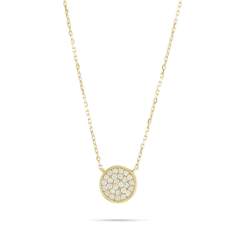 14k Yellow Gold Cluster 0.30ct Diamond Disc Necklace