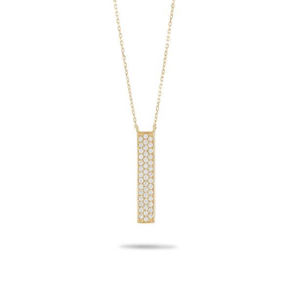 14k Yellow Gold Cluster 0.30ct Diamond Bar Necklace