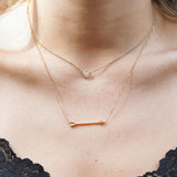 14k Yellow Gold Diamond Arrow Necklace