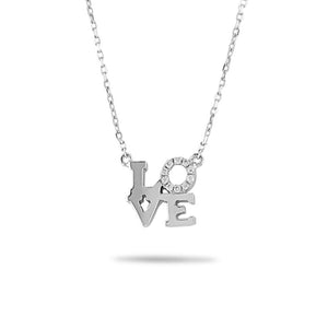14k White Gold LOVE Necklace