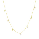 14k Yellow Gold 7 Diamond 0.15ct Station Necklace