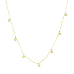 14k Yellow Gold 7 Diamond 0.15ct Station Necklace