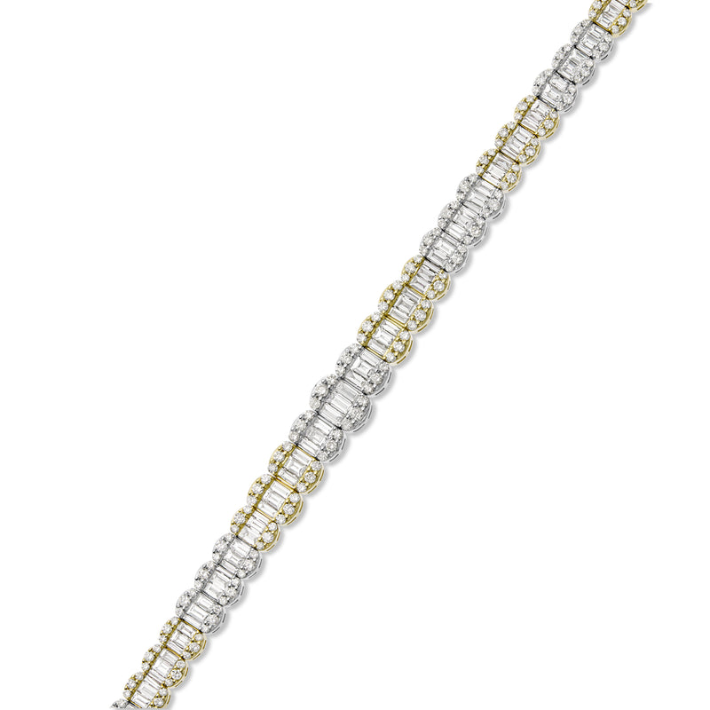 14K Gold Two Tone 9.25ct Baguette Diamond Bracelet
