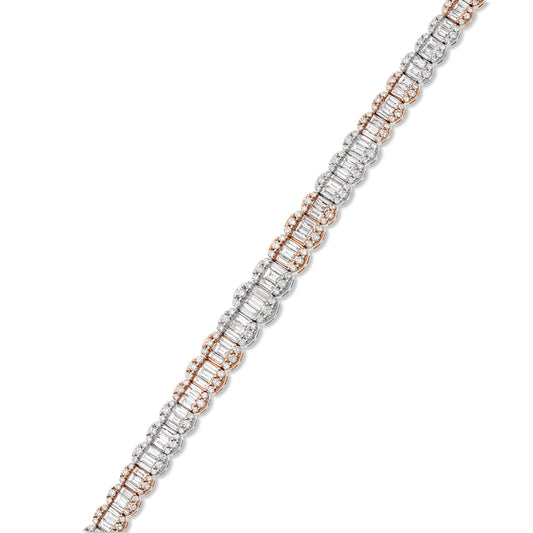 14K Gold Two Tone 9.25ct Baguette Diamond Bracelet