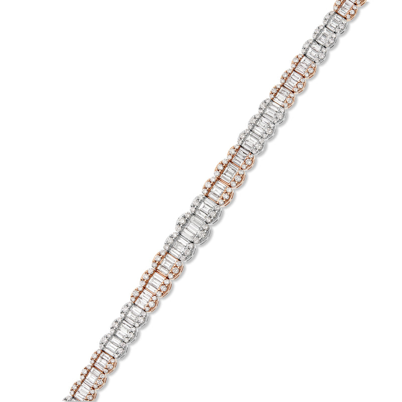 14K Gold Two Tone 9.25ct Baguette Diamond Bracelet