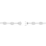 18k White Gold Baguette & Round Diamond Oval Tennis Bracelet