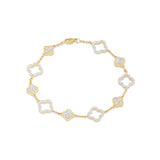14K Gold Diamond Clover Link Bracelet