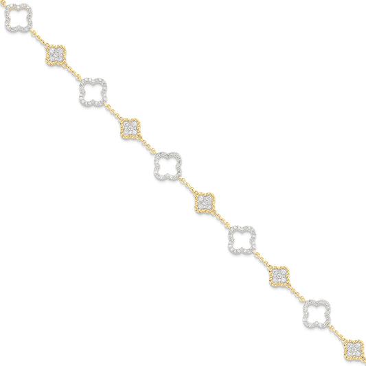 14K Gold Diamond Clover Link Bracelet