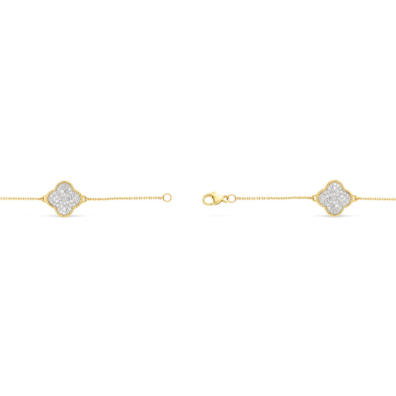 14K Yellow Gold Diamond Clover Bracelet