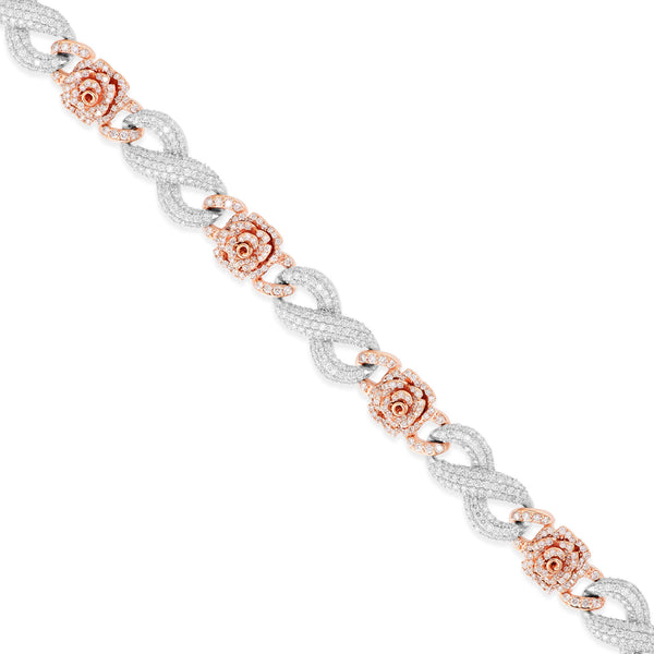 10KT Two-Tone Gold Infinity and Rose Link Diamond bracelet
