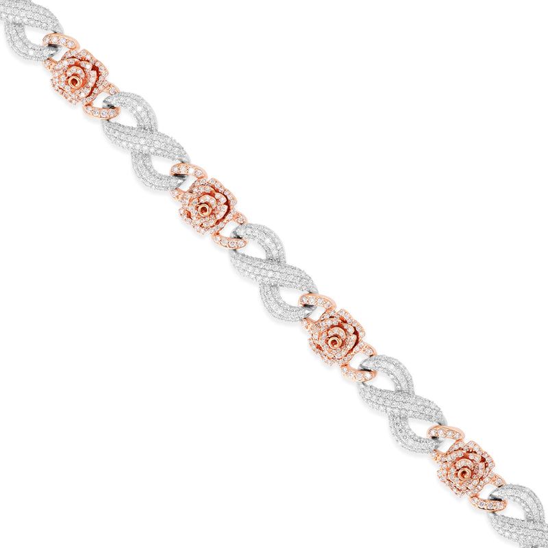 10KT Two-Tone Gold Infinity and Rose Link Diamond bracelet
