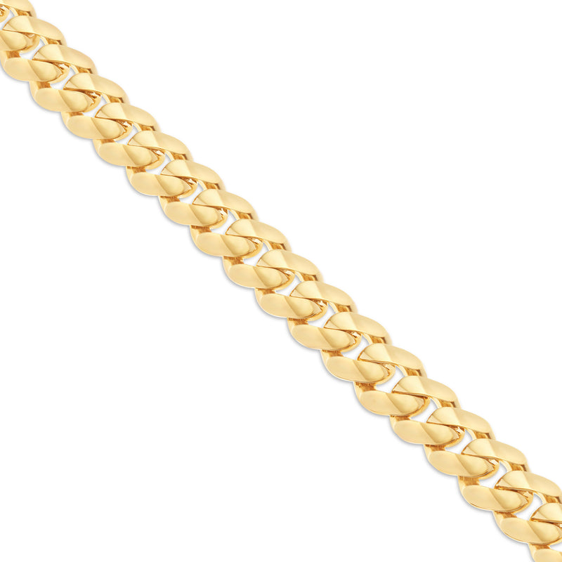 14k Hollow Yellow Gold Cuban Bracelet 11 mm