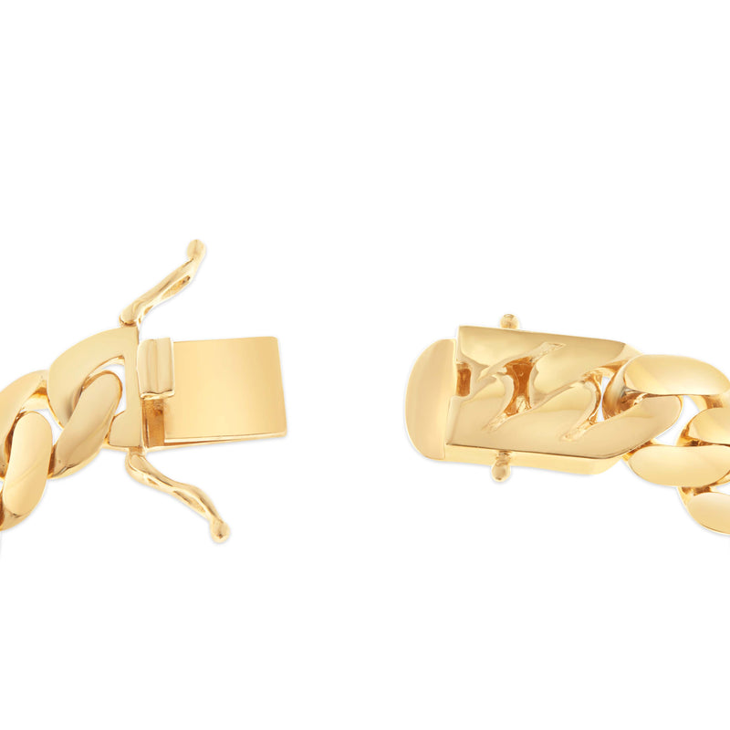 14k Hollow Yellow Gold Cuban Bracelet 11 mm