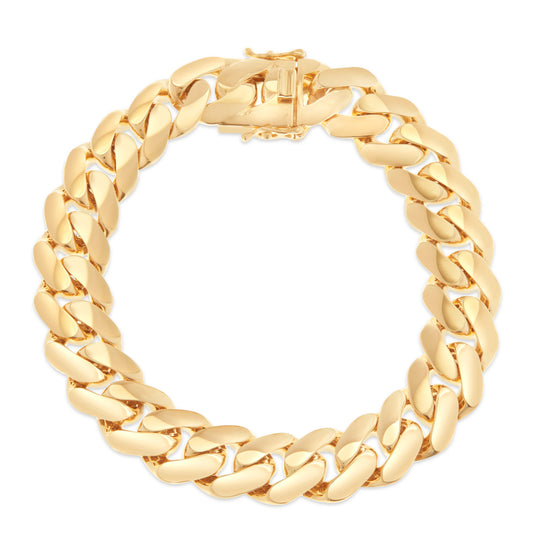 14k Hollow Yellow Gold Cuban Bracelet 12.5mm